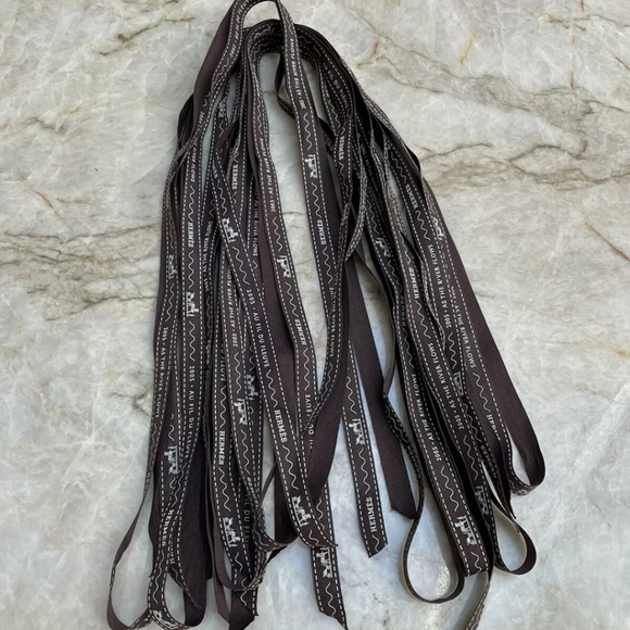 Hermes Brown Authentic Bundle of 6 Ribbons Hair Bow Shoe Lace